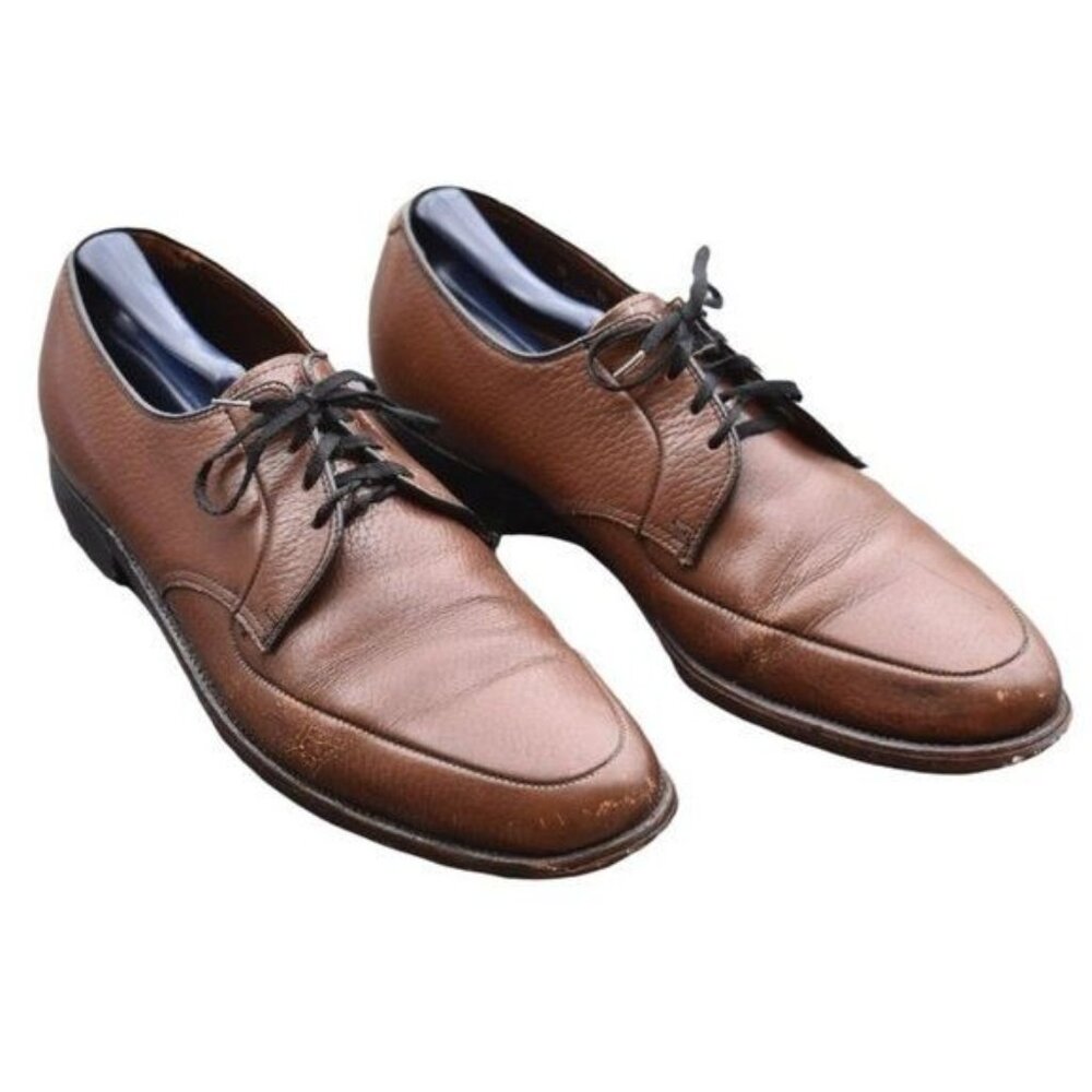 Men's Vintage 1980's Stacey Adams Lace-Up Oxford Shoes Brown 9